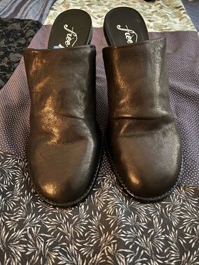 Free People Brown Leather Slide Mules